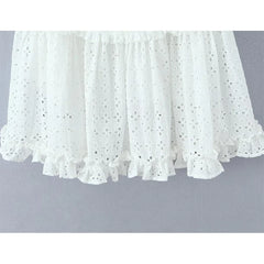Summer Hollow Out Embroidery White Sleeveless Dresses