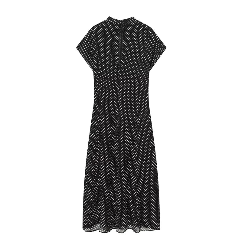 Black Polka Dot Midi Dresses