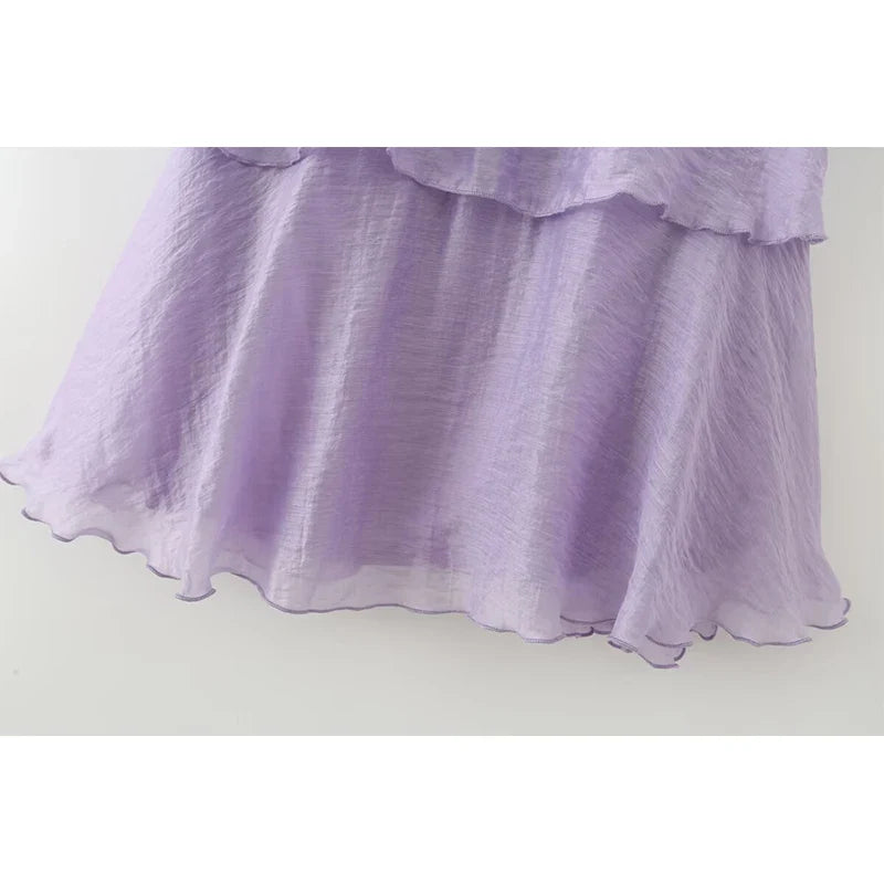 Light Purple Ruffle Mini Dresses