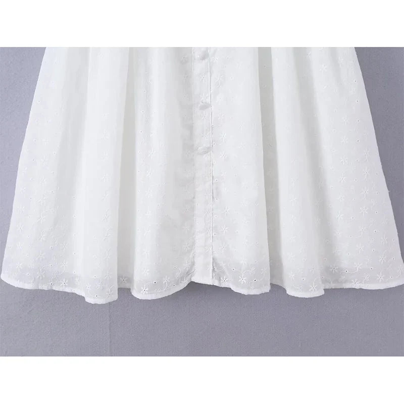 White Embroidery Mini Dresses