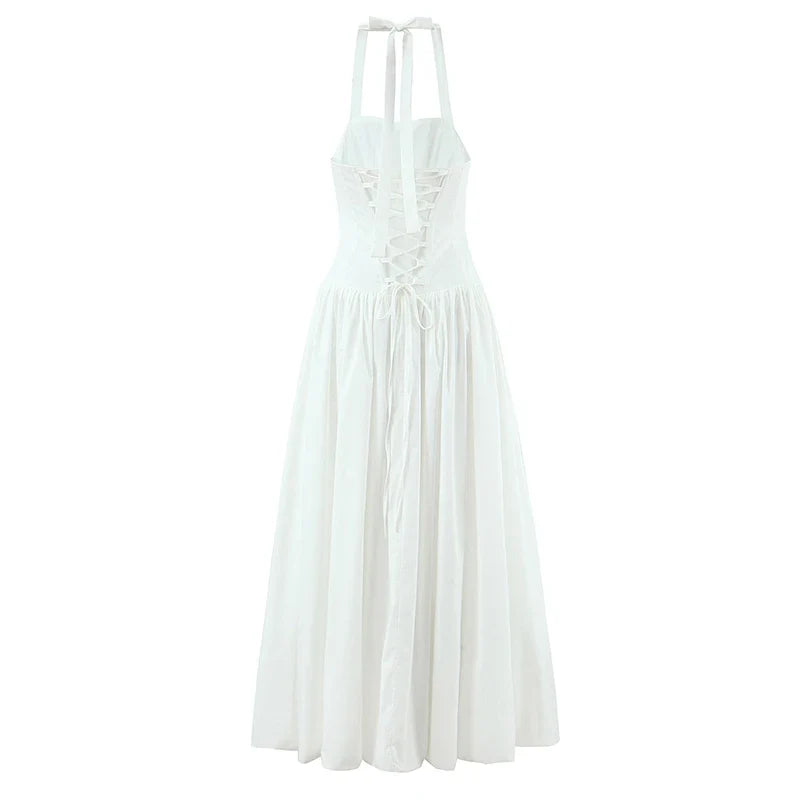 High Quality Elegant Pink White Halter Princess Dresses