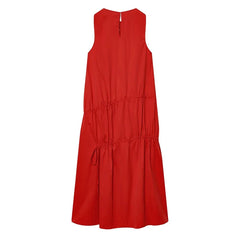Summer O Neck Sleeveless Casual Long Tank Dresses Red Vestidos