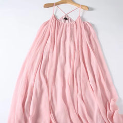 Summer Pink Crinkled Maxi Dresses