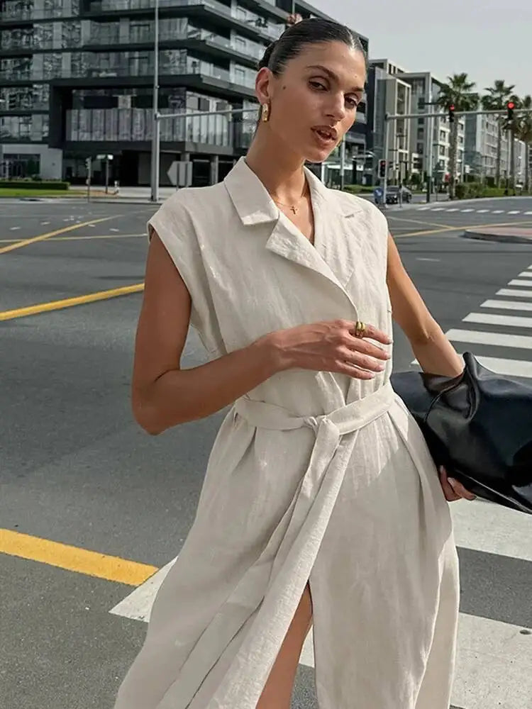 Temperament Cotton Hemp Dresses
