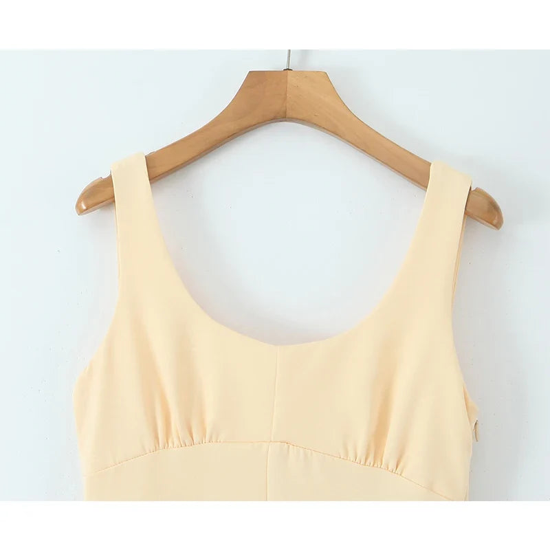 Yellow Sexy Elegant Tank Dresses
