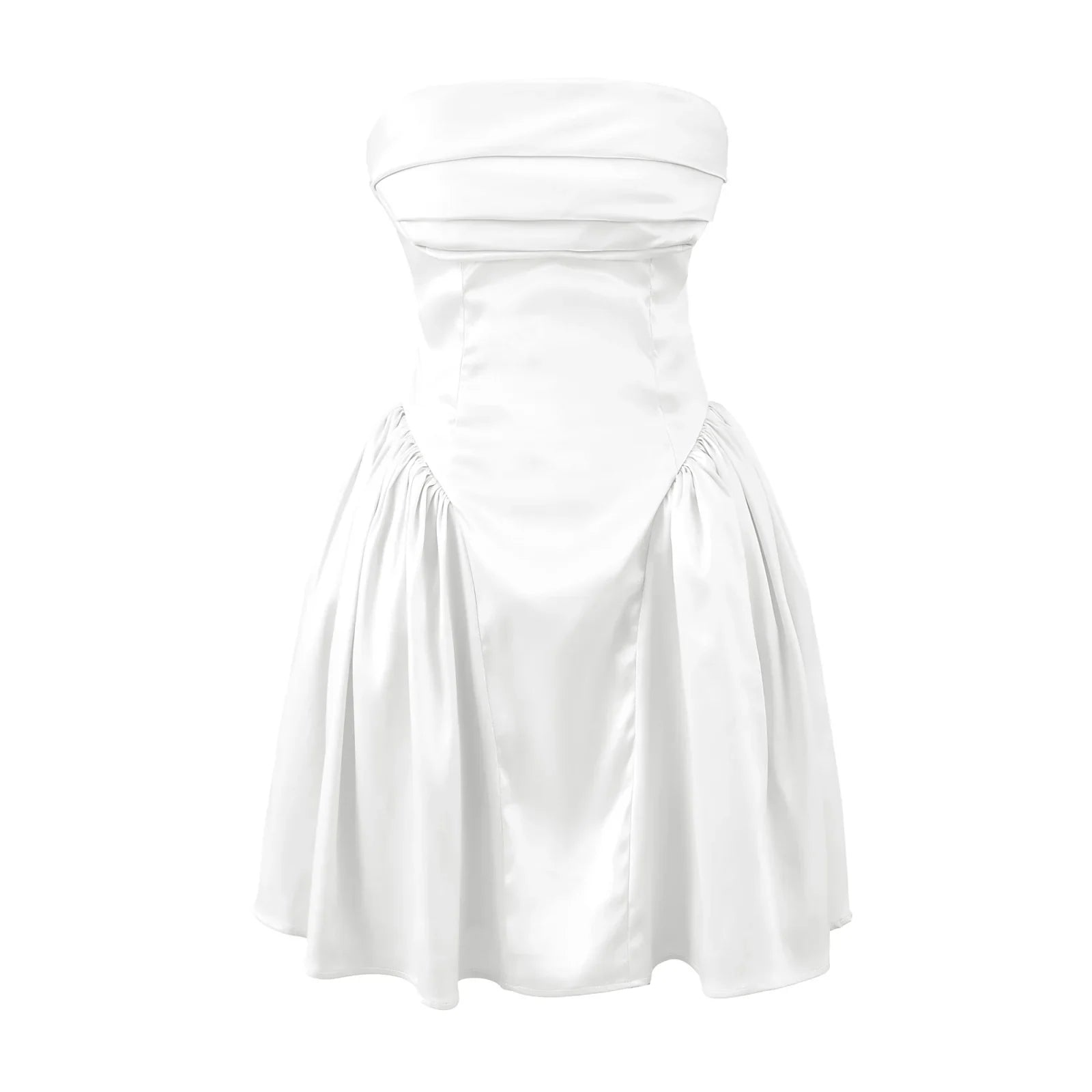 Sexy Elegant Prom Strapless Dresses Lace Up Back White Pink Evening Party Mini Dresses