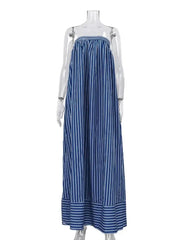 Striped Strapless Bandage Backless Dresses