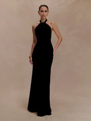 Hanging Neck Sleeveless Waist Slimming Dresses