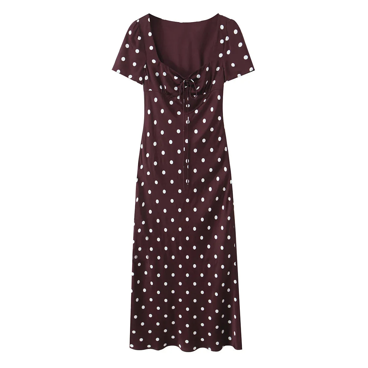 Vintage Elegant Polka Dot Dresses Short Sleeve A-line Midi Summer Dresses