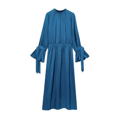 Casual Blue Satin Long Dresses