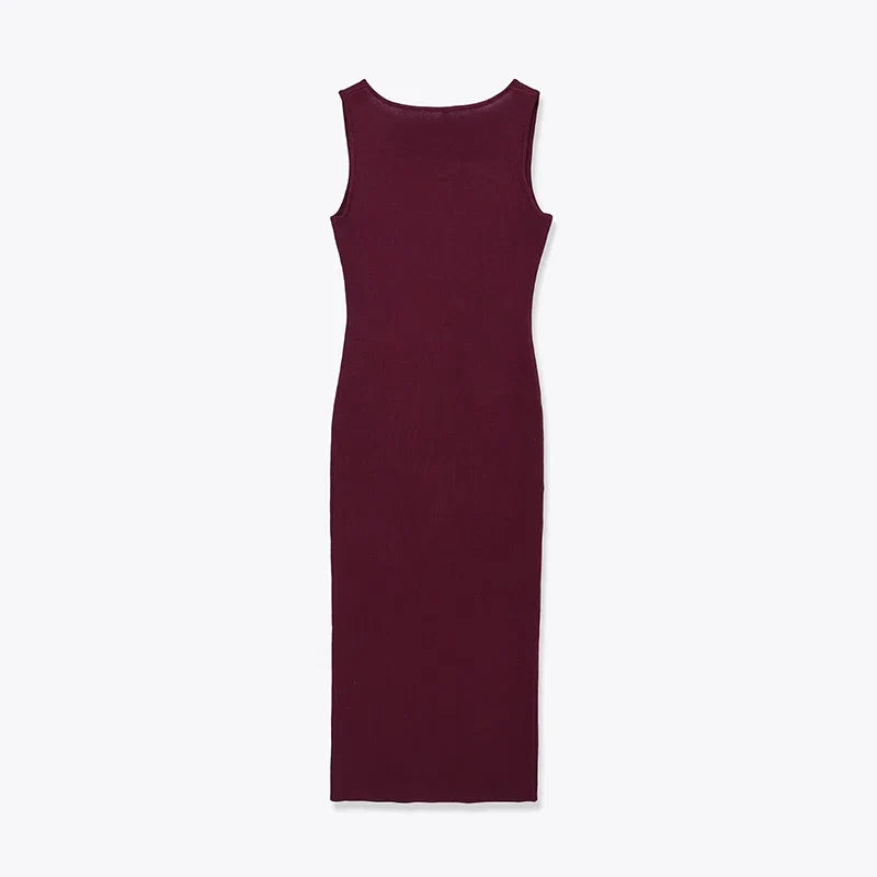 Front Cut Out Knit Wine Red Dresses
