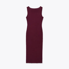 Front Cut Out Knit Wine Red Dresses