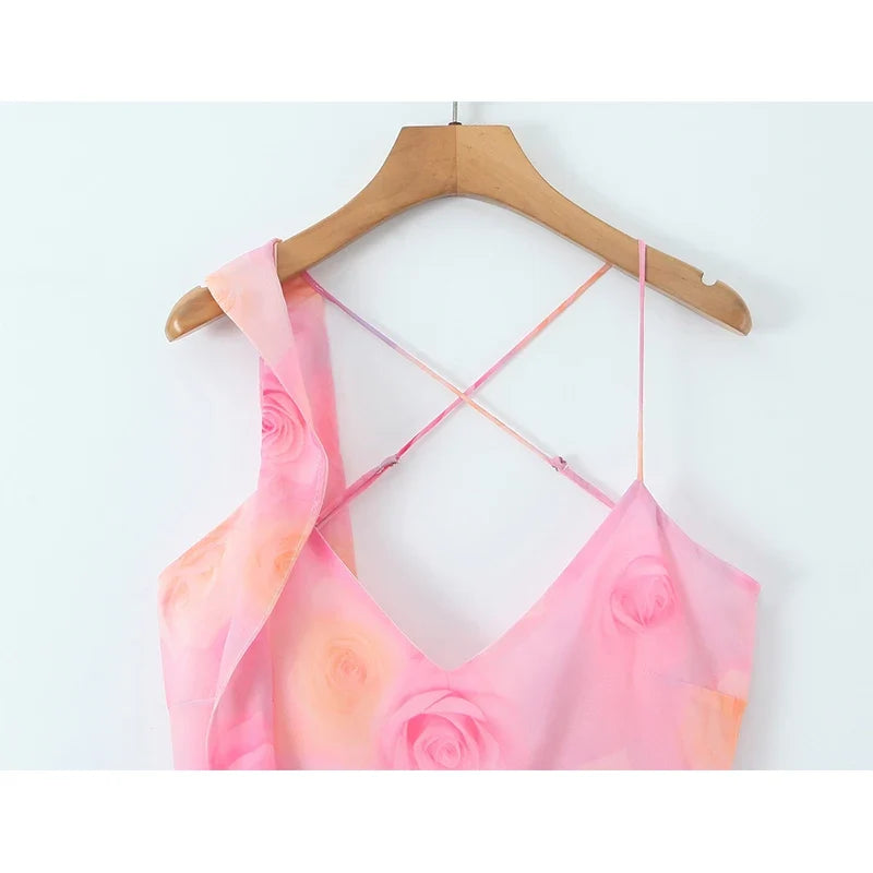 Vacation Style Romantic Ruffle Long Sling Dresses