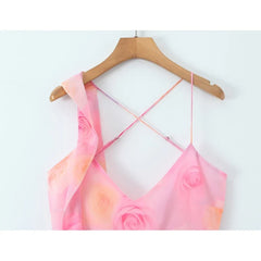 Vacation Style Romantic Ruffle Long Sling Dresses