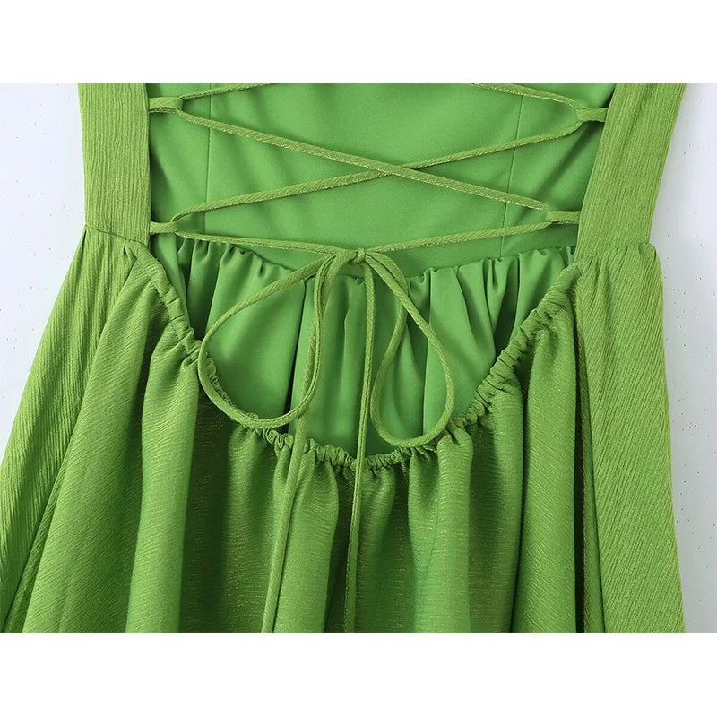 Sexy Spaghetti Straps Green Long SunDresses