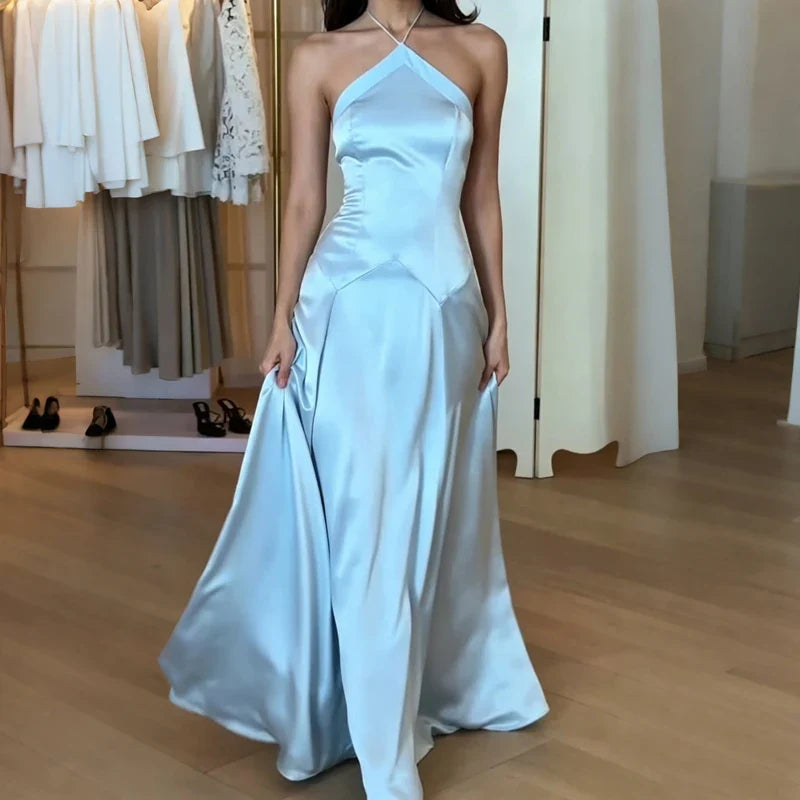 Satin Off Shoulder High Waist Formal Occasion Dresses