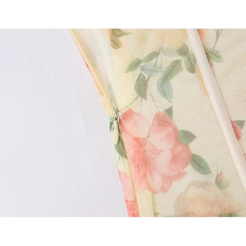 Sexy Romantic Floral Print Corset Maxi Dresses