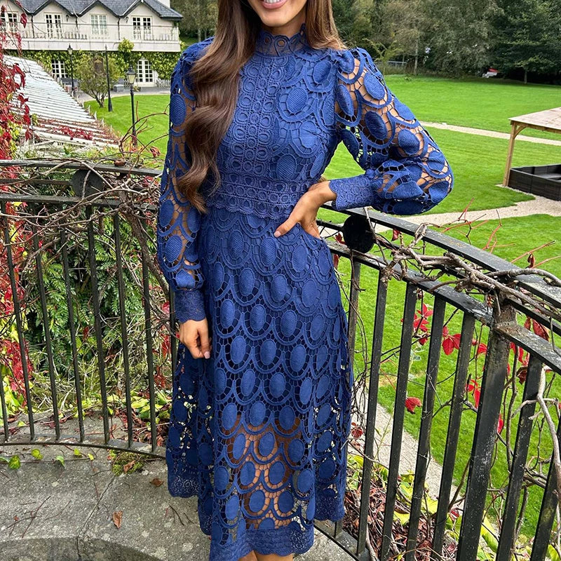Lady Sexy Hollow Lantern Sleeve Party Dresses