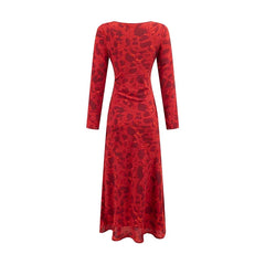Vintage Red Floral Print Dresses