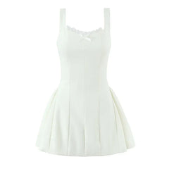 Sexy Girls French Style Lace Trim Black White Elegant Mini Dresses