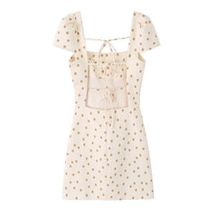 Polka Dot Backless Bow Decoration Mini Dresses