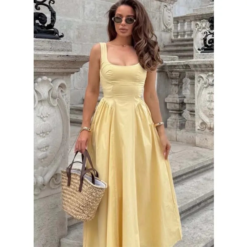 Red Sleeveless Midi Dresses