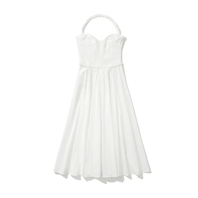 Sexy Backless Halter White Dresses