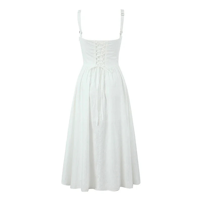 Sexy Elegant Front Slit Sling A-line Midi SunDresses