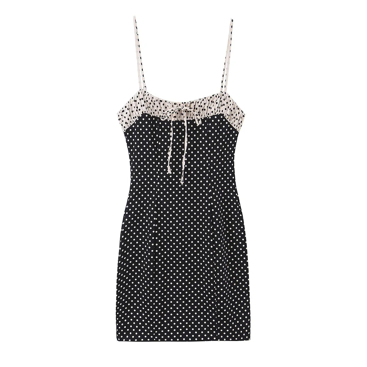 Patchwork Polka Dot Spaghetti Strap Mini Dresses