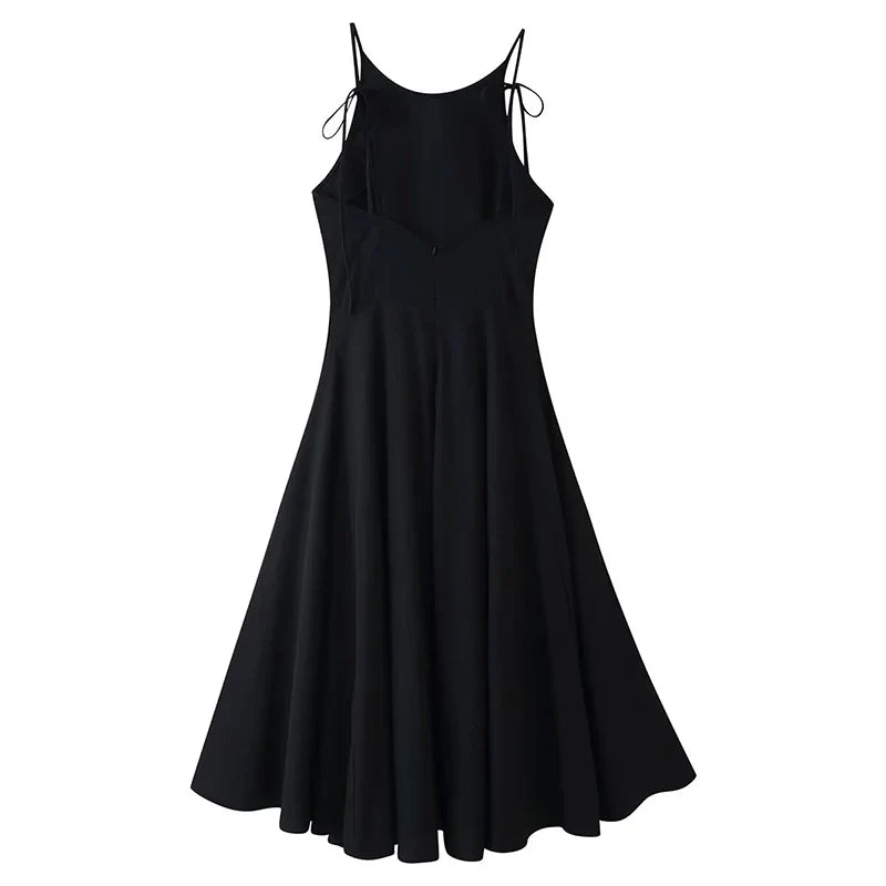 Summer Sleeveless Backless Wide Swing Midi Dresses