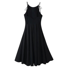 Summer Sleeveless Backless Wide Swing Midi Dresses