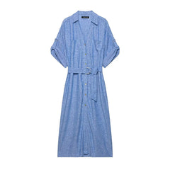 Light Blue Shirt Midi Dresses