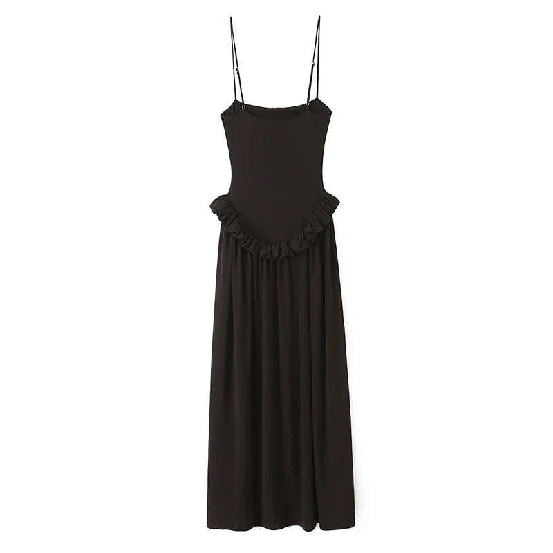 Dark Brown Spaghetti Strap Maxi Dresses