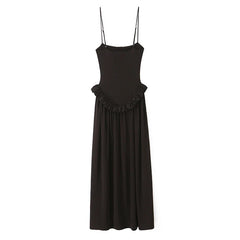Dark Brown Spaghetti Strap Maxi Dresses