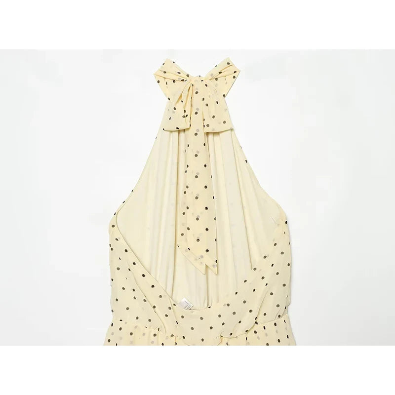 Yellow Polka Dot Halter Dresses