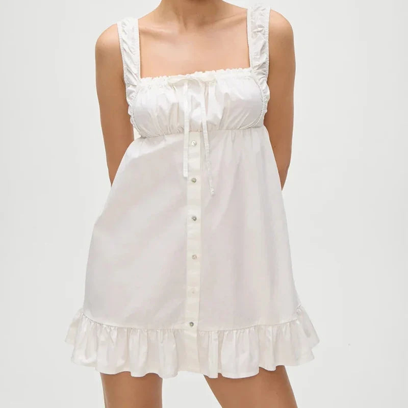 Black White Cotton Sleeveless Dresses