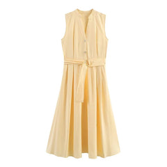 Elegant With Belt A-line Midi Dresses