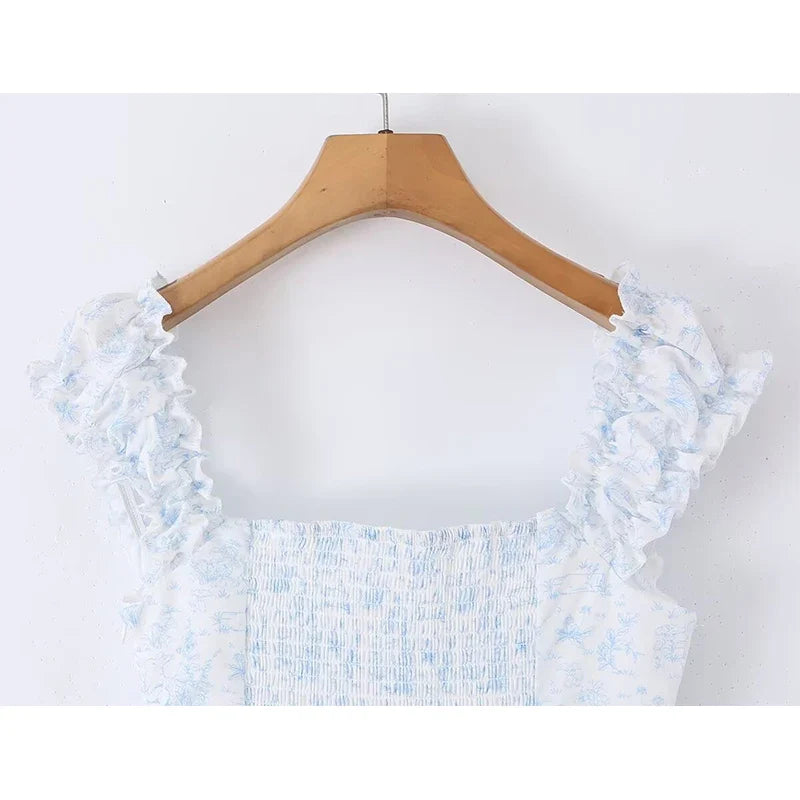 Lace Patchwork Floral Print Fairy Corset Mini Dresses