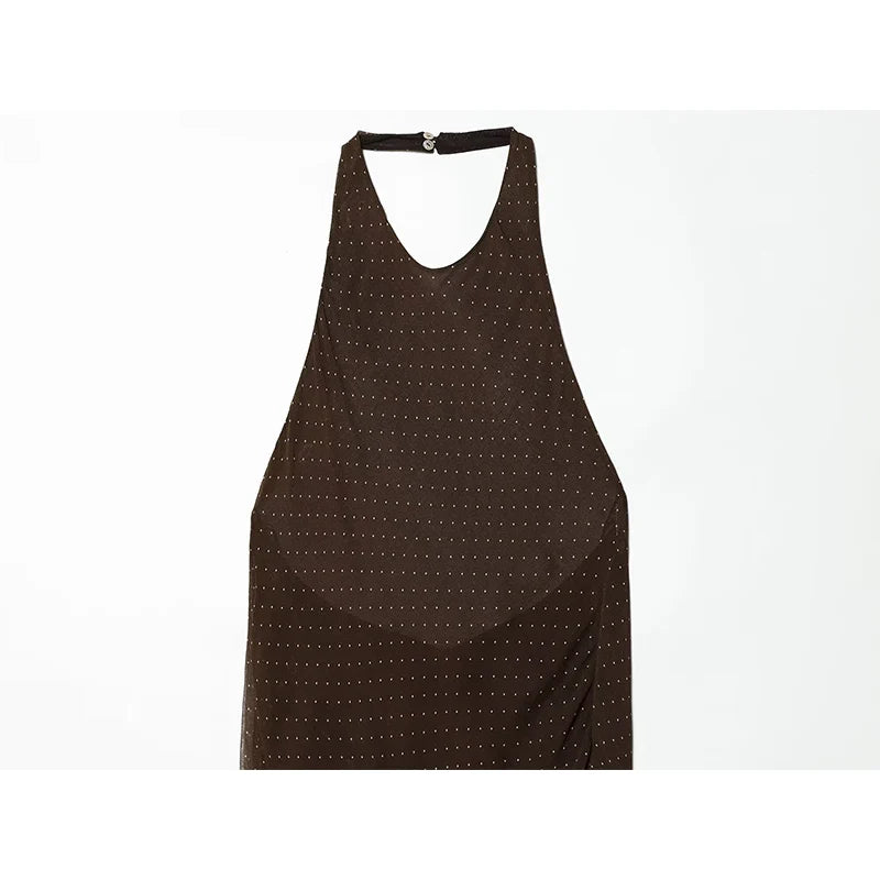Polka Dot Halter Midi Dresses
