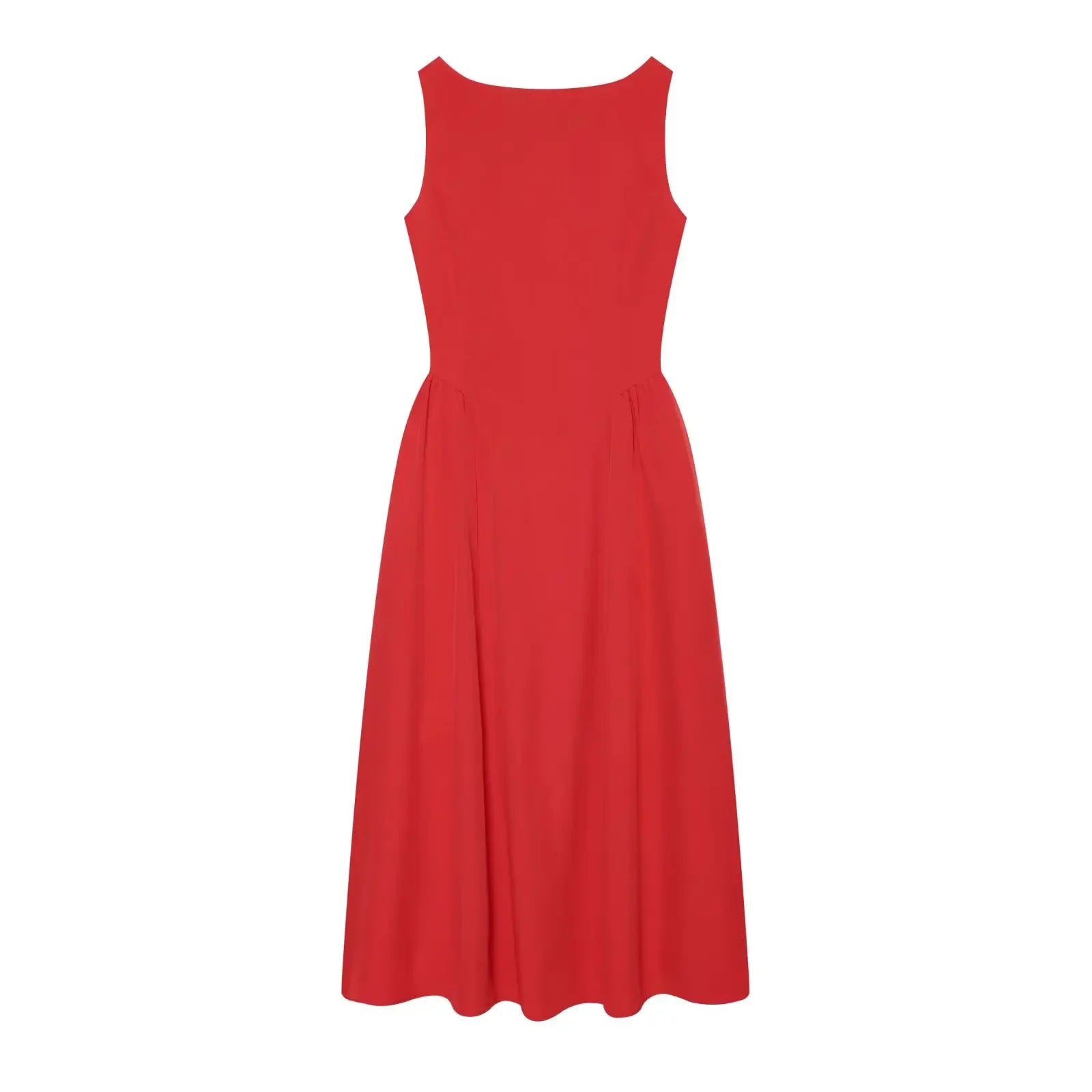Red Sleeveless Midi Dresses