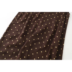 Brown Polka Dot Halter Maxi Dresses
