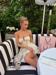 French Princess Style Sweet Floral Slim Sling Corset Mini Dresses