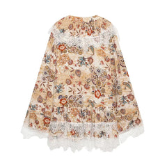 Lace Patchwork Floral Print Short Dresses