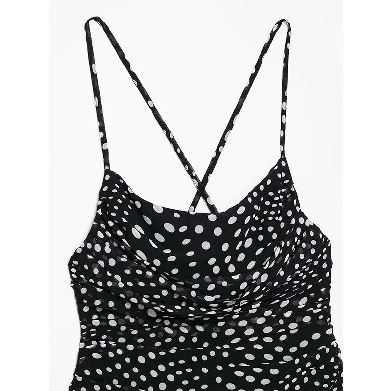 Sling Draped Polka Dot Dresses