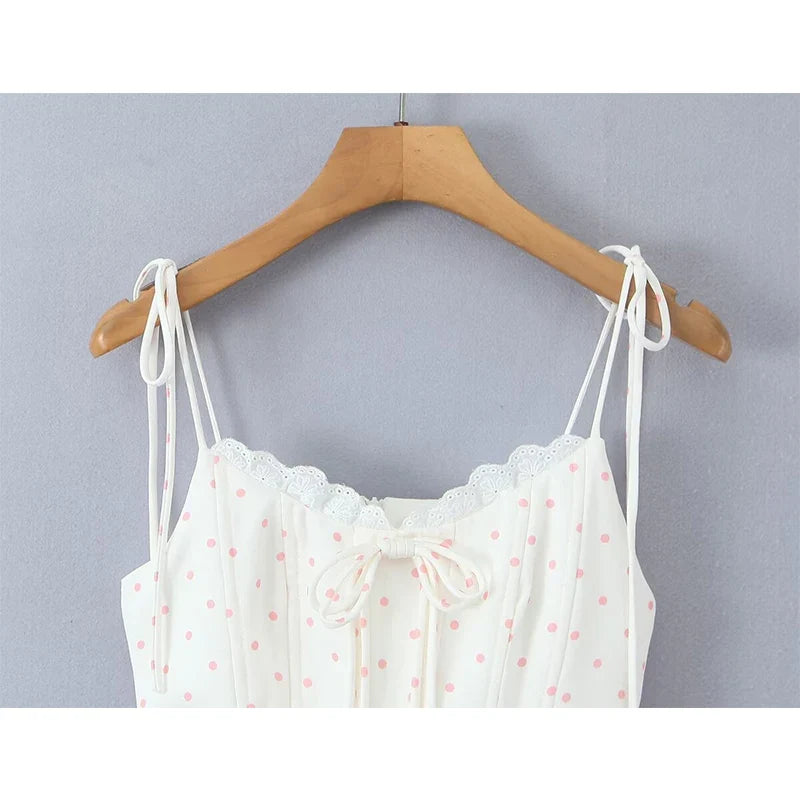 French Retro Temperament Polka Dot Camisole Dresses