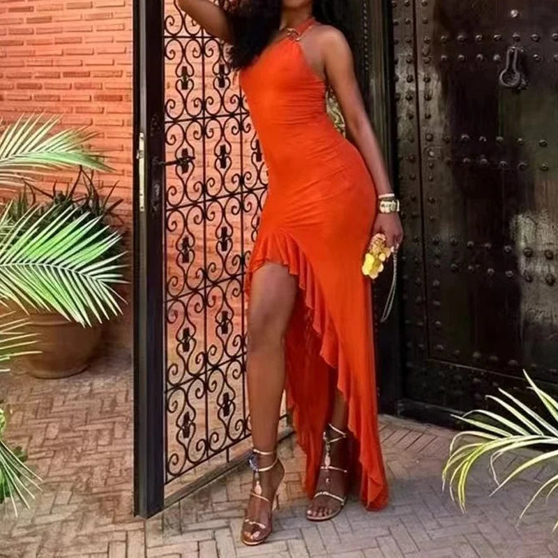 Ladies Sexy Hollow Out Sleeveless Long Dresses