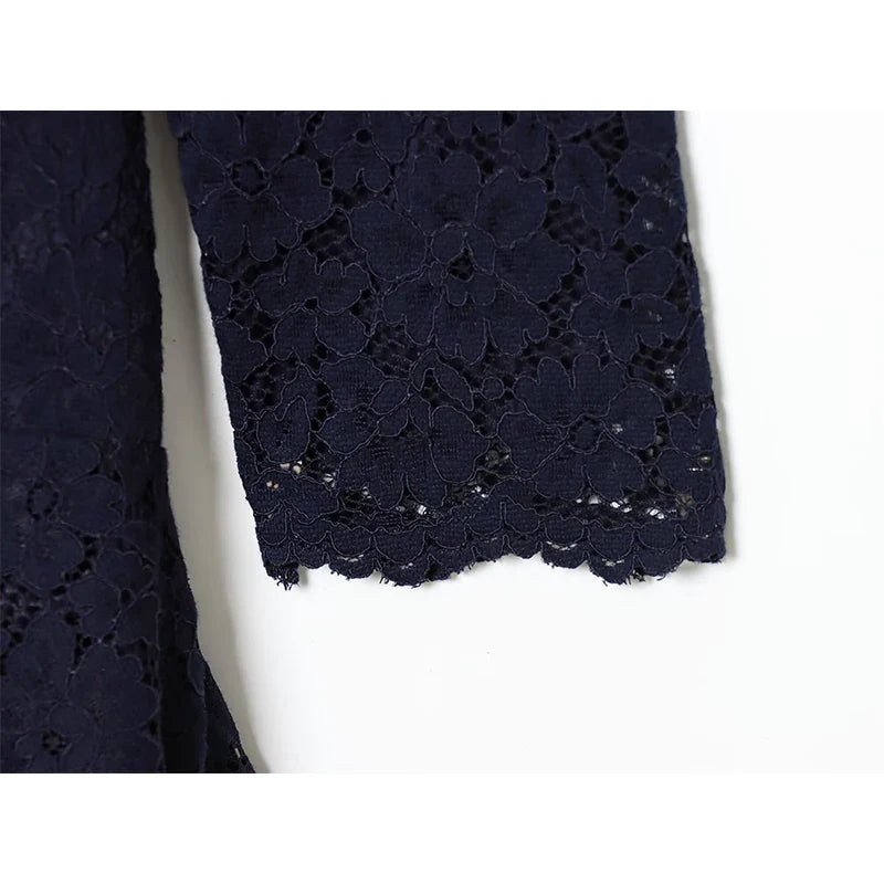 Navy Blue Lace Mini Dresses