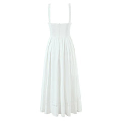Lace Spliced Elegant White Sleeveless Dresses