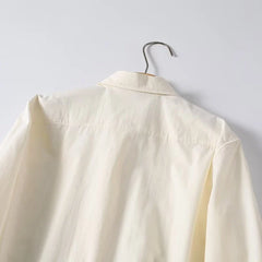 Commuting Style Long Sleeve Shirt Solid Lapel Collar Cotton Casual Office Shirts