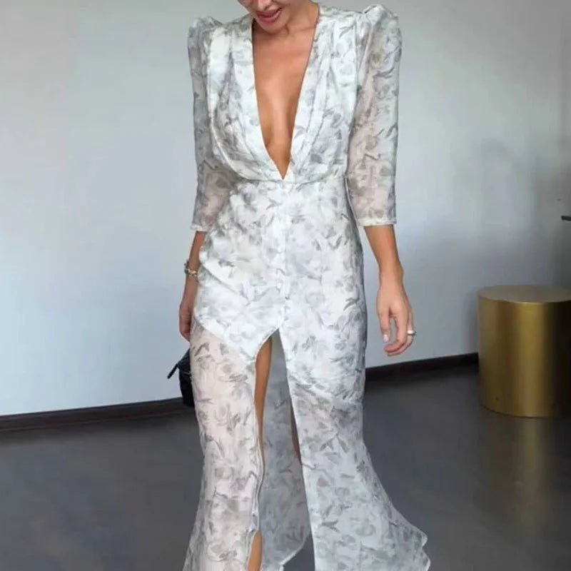 Sexy Deep V High Waisted Commuting Dresses